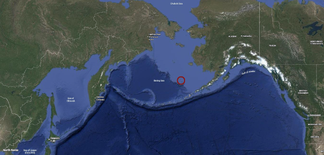 Map graphic of the geographical location of the Pribilof Islands